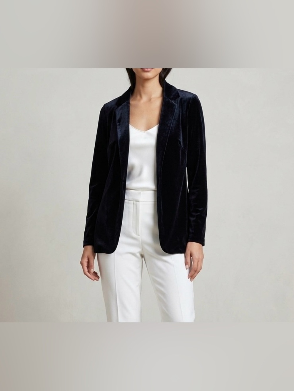 Olive & Oak NWT Velvet Open Front Blazer Jacket S Black Dark Blue Cardigan Cozy